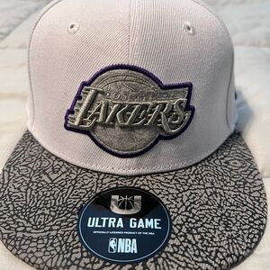 NBA Lakers White Cap with Gray Details